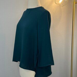 TOPSHOP 3/4 sleeve dark teal office work evening blouse sz 2 worn once